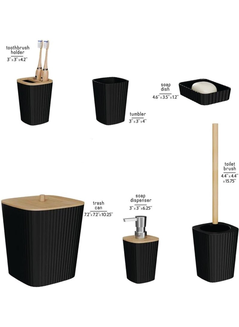 DUNISO 6 Pcs Bathroom Accessories Set,Household Toiletries Set,Sturdy and Durable,with Garbage can, Soap Dish, Toilet Brush, Mouthwash Cup, Lotion Bottle, Toothbrush Holder,Suitable for Family and Travel Use - Image 2